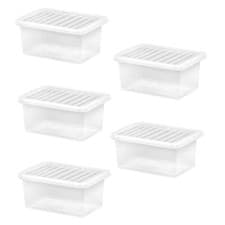 Image of 5 Pack Wham Crystal 11 Litre Storage Box With Lid