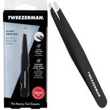 Image of Tweezerman Tweezers Slanted Stainless Steel Black Large Size Eyebrow Hair Remove