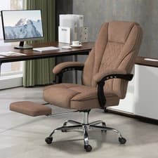 Image of Massage Office Chair, Heated Reclining Desk Chair with Footrest, Brown