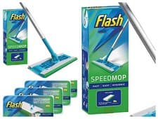 Image of Flash Speed MOP + 6,12 Free Refill Starter Kit or Refills Wet, Dry Cloths Lemon