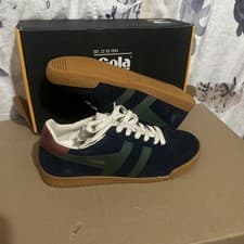 Image of Gola Classics Harrier Navy Orange Sage Trainers