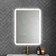 Image of Rectangle LED Bathroom Mirror Backlit Touch Demister Pad Mains Powered 500x700mm