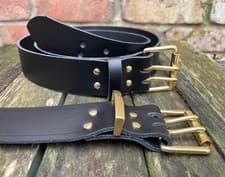 Image of Real Leather 1 1/2" (38mm)Wide Belt & 2 Prong Solid Brass Buckle Choice ofColour