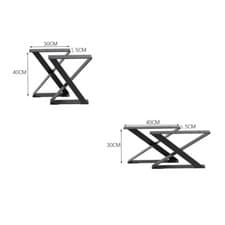 Image of 2x Industrial Steel Table Legs Stand Feet Trapezium X A Sandglass Shape Frame UK