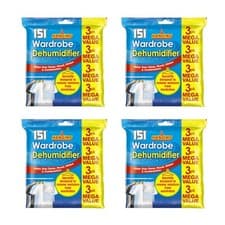 Image of Hanging Wardrobe Dehumidifier Bags Damp Mould Absorb Moisture 12 pcs - Pack of 4