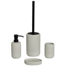 Image of Bathroom Accessories Set 4 Piece Soap Tumbler Dispenser Toilet Brush Alexandria