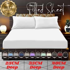 Image of 400TC Egyptian Cotton Fitted Sheet 25cm, 35cm & 40cm Deep Single Double King UK