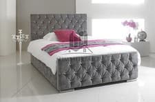 Image of Diamond Florida Black Fabric Upholstered Bed Frame 4'6 Double 5ft King Size