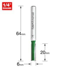 Image of Trend CRAFTPRO Two Flute Straight Router Cutter 6mm 20mm 1/4"