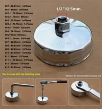 Image of Oil Filter Wrench Housing Socket Type Removal Tool 66~102mm 8/12/14/15/18 Flutes