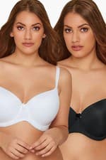 Image of YOURS 2 Pack Moulded T-Shirt WIRED PADDED Bras SIZE 46E ,48DD WHITE PLUS SIZE