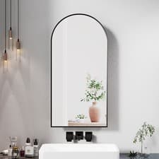 Image of Arched Bathroom Single Door Mirror Cabinet with Storage Metal Framed 400x800mm