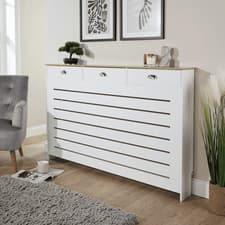 Image of Batley Radiator Cover Grill Shelf Cabinet 1/2/3 Drawer MDF Modern White
