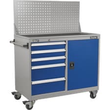 Image of Sealey Premier Industrial Mobile Workstation 5 Drawer Blue / Grey