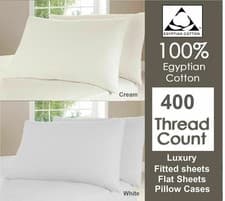 Image of 400 TC Thread Count 100% Egyptian Cotton Pillow Case Pair - Housewife / Oxford
