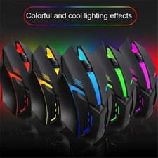 Image of Wired Gaming Mouse RGB USB 1600 DPI Ergonomic Optical Gamer PC Laptop Black UK