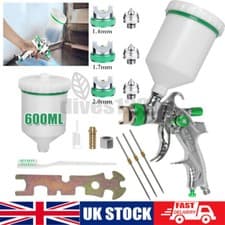 Image of 600ML Spray Gun Paint Gun Kit HVLP Gravity Feed Air 1.4mm 1.7mm 2mm 3 Nozzles UK