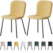Image of 2/4/6Pcs Soft Fabric Dining Chairs with Upholstered Seat and Metal Legs-Bella