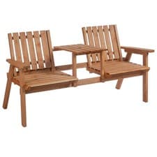 Image of Wooden Garden 2 Seater Companion Seat with Coffee Table Patio