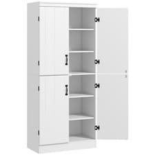 Image of HOMCOM Kitchen Cupboard Storage Cabinet w/ 4 Doors and Adjustable Shelves,White