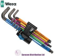 Image of WERA 950-9 9 PIECE METRIC HEX ALLEN KEY SET WITH HOLD FUNCTION - 05022210001