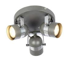 Image of Ceiling Spotlight Light Fixture Retro Round 3 Way Base Fixture GU10 Light