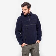 Image of Brandit Teddyfleece Pullover Fashionable Fluffy Mens Winter Streetwear Navy
