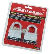 Image of 2pc Heavy Duty 50mm Keyed Alike Reinforced Laminated Steel Padlocks Same Keys