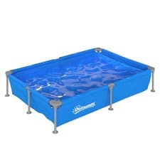 Image of Outsunny Metal Frame Swimming Pool, Rectangle Frame Pool, 229 x 160 cm, Blue