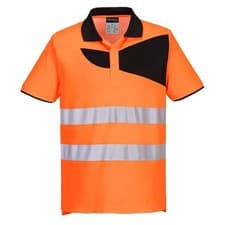 Image of Portwest PW212 Mens Hi Vis Polo Shirt. Short Sleeve Reflective Safety Orange