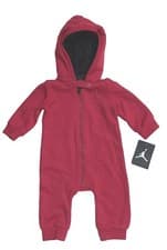 Image of Air Jordan Baby Boy Sherpa Hoodie Long Sleeve Coverall/Romper; Red or Black 6-9M