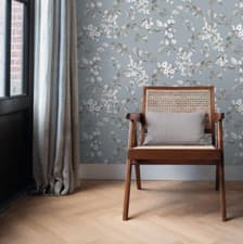 Image of POWDER BLUE LEAF WALLPAPER RASCH FLOWERS ROSALIE QUALITY RASCH 260659