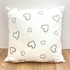 Image of 866. Handmade GREY HEARTS 100% Cotton Cushion Cover Various sizes