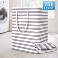 Image of Laundry Basket 75L Collapsible Cloth Hamper Foldable Linen Storage Large SALE