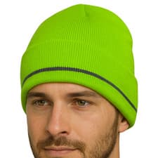 Image of Men' Beanie with Reflective Stripes, Safety High Visibility Winter Hat, Unisex