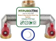 Image of Garden Hose Splitter Brass 2-Way – 3/4" Outdoor Tap Connector with PTFE Tape
