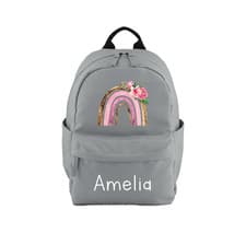 Image of Personalised Rainbow Rucksack Backpack Toddler School Bag Boys Girls Drink Pouch