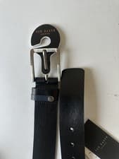 Image of TED BAKER BELT MENS NEW Contrast BLACK BLUE REAL LEATHER BNWT Luxury