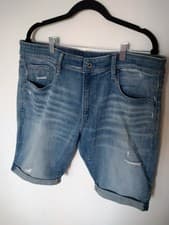 Image of G-Star Raw 3301 Slim Distressed Denim Shorts - Size 38W - New Without Tags