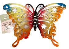 Image of LARGE BRIGHT COLOURFUL RAINBOW 3D METAL BUTTERFLY WALL ART GARDEN HANGING DECOR