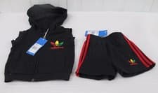 Image of INFANT'S ADIDAS SLEEVELESS HOODED TOP AND SHORTS 