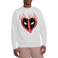 Image of Deadpool Flaming Heart Logo Sweatshirt S-2XL, White
