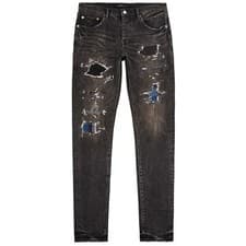 Image of PURPLE BRAND HEAVY REPAIR BLACK DISTRESSED SKINNY JEANS SIZE W32 / L33 *RRP £270
