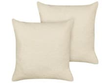 Image of Set of 2 Boucle Cushions 60 x 60 cm Beige LEUZEA