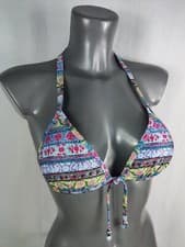 Image of Boux Avenue Blue/Green Mykonos Printed Triangle Bikini Top Swim Bra