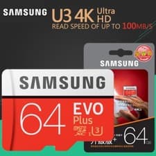 Image of 64GB Samsung Evo Plus microSD SDXC UHS-I card 100MB/s class 10 HD with Adapter