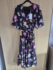 Image of BNWT £189 Ted Baker 3 UK 10 12 Black Floral Midi Dress Evening Party Wedding
