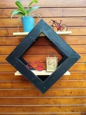 Image of Rustic Wooden Shelves Handmade Shelving Display Shelf Wall Mount 2 Tier hanging