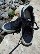 Image of Fred Perry Men's/Women's Clay Leather Poly Trainers Navy RRP £69.99