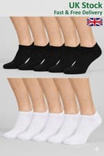Image of Men Women Cotton Ankle Socks Low Cut Sports Trainer Black & White Pack of 3 6 12